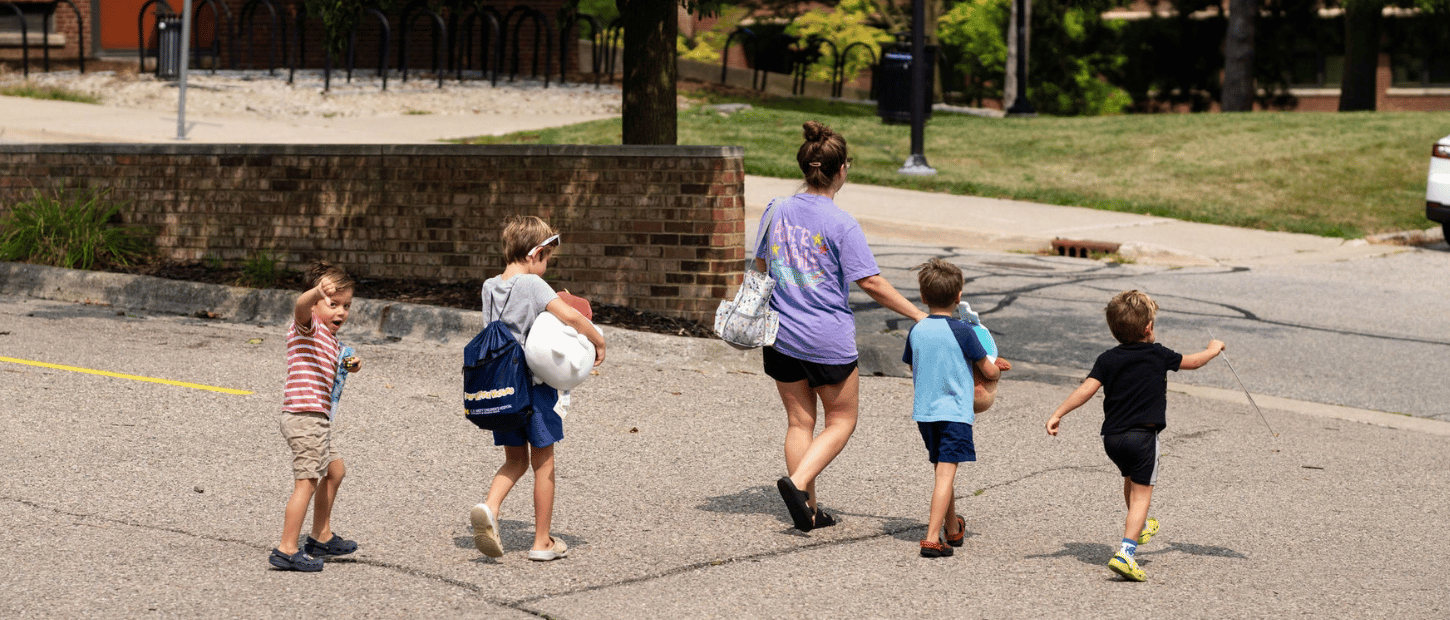 family walking to hospital